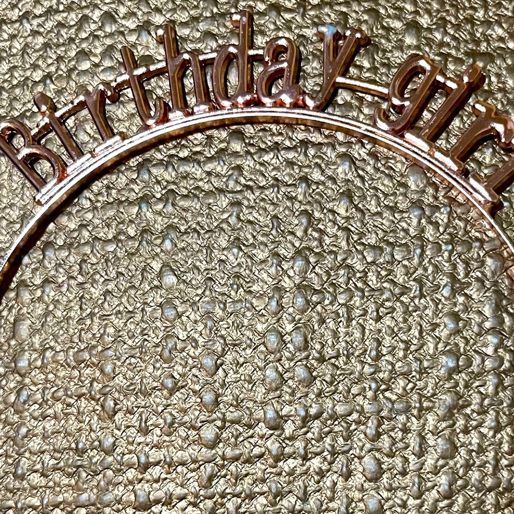 Birthday girl headband with metallic lettering standard sized